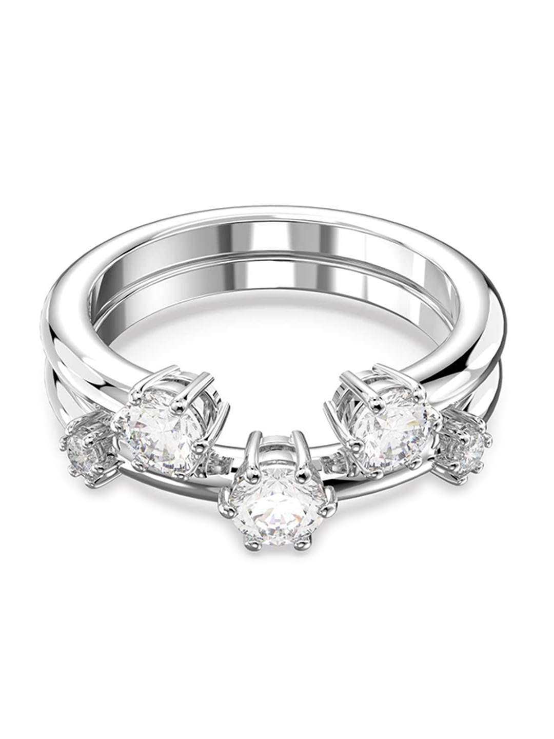 

SWAROVSKI Rhodium-Plated Silver-Toned & White Crystal-Studded Finger Ring