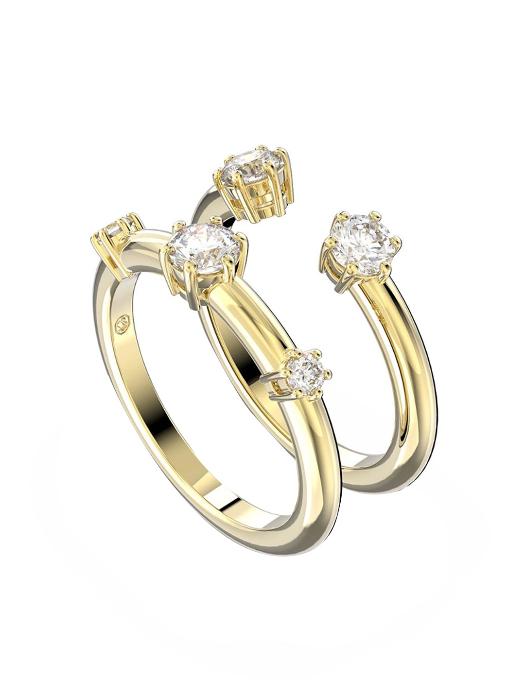 

SWAROVSKI Gold-Plated White Crystal-Studded Finger Ring