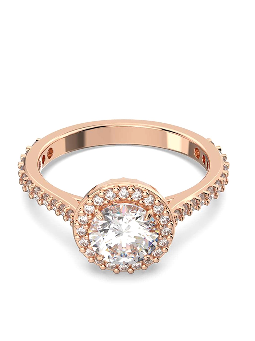 

SWAROVSKI Rose Gold-Plated White Crystal Studded Ring