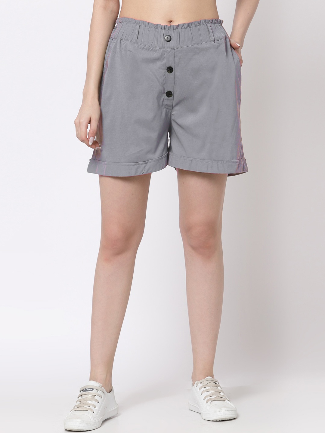 

KLOTTHE Women Grey Solid Shorts