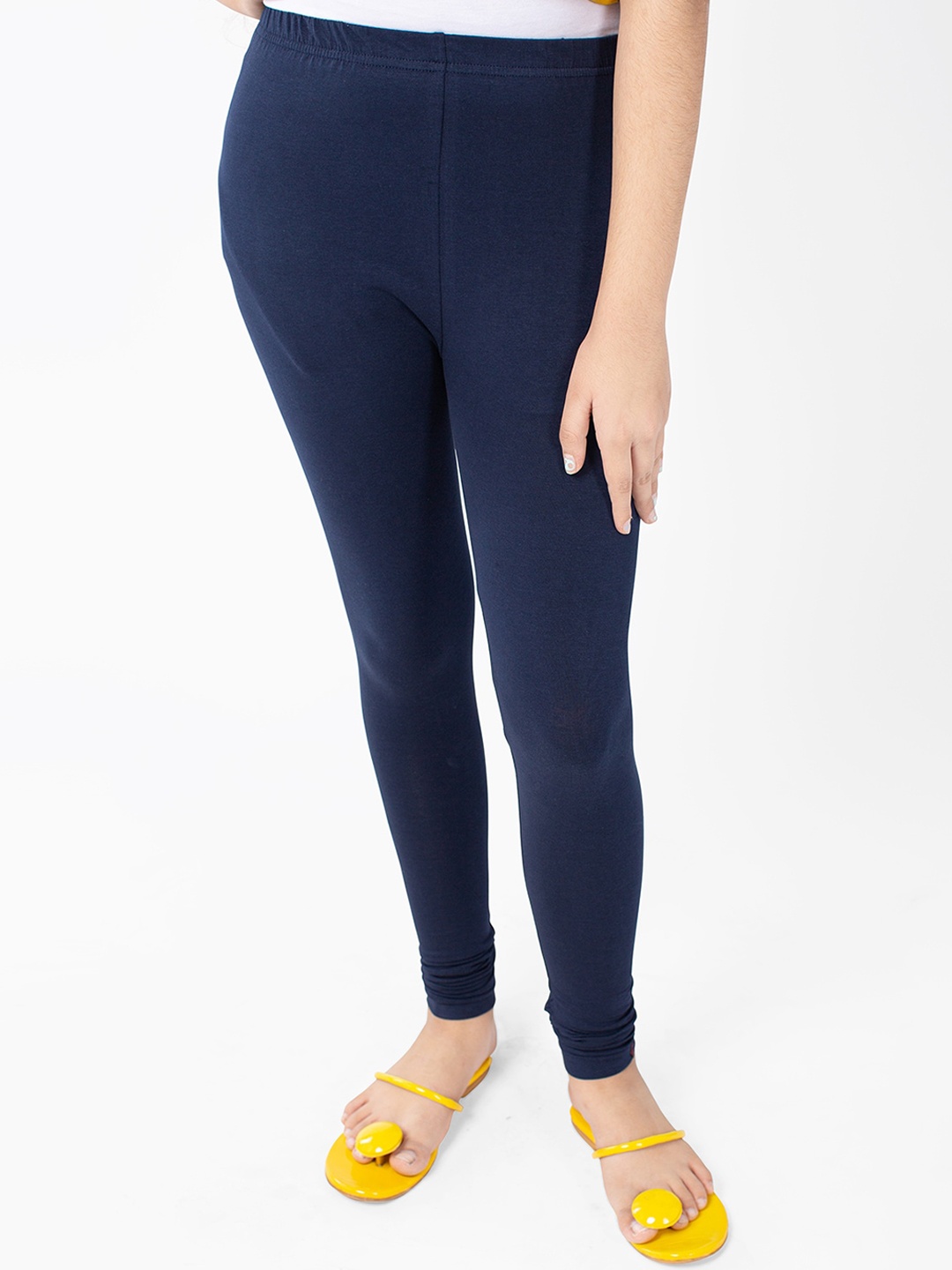 

indian flower Girls Navy Blue Solid Churidar-Length Leggings