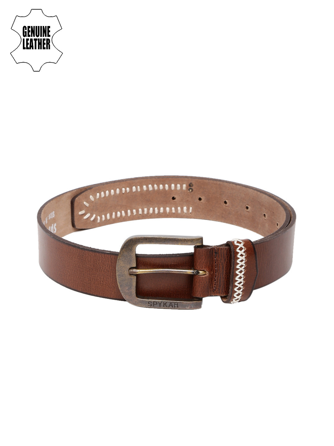 

SPYKAR Men Brown Genuine Leather Belt with Stitch Detail