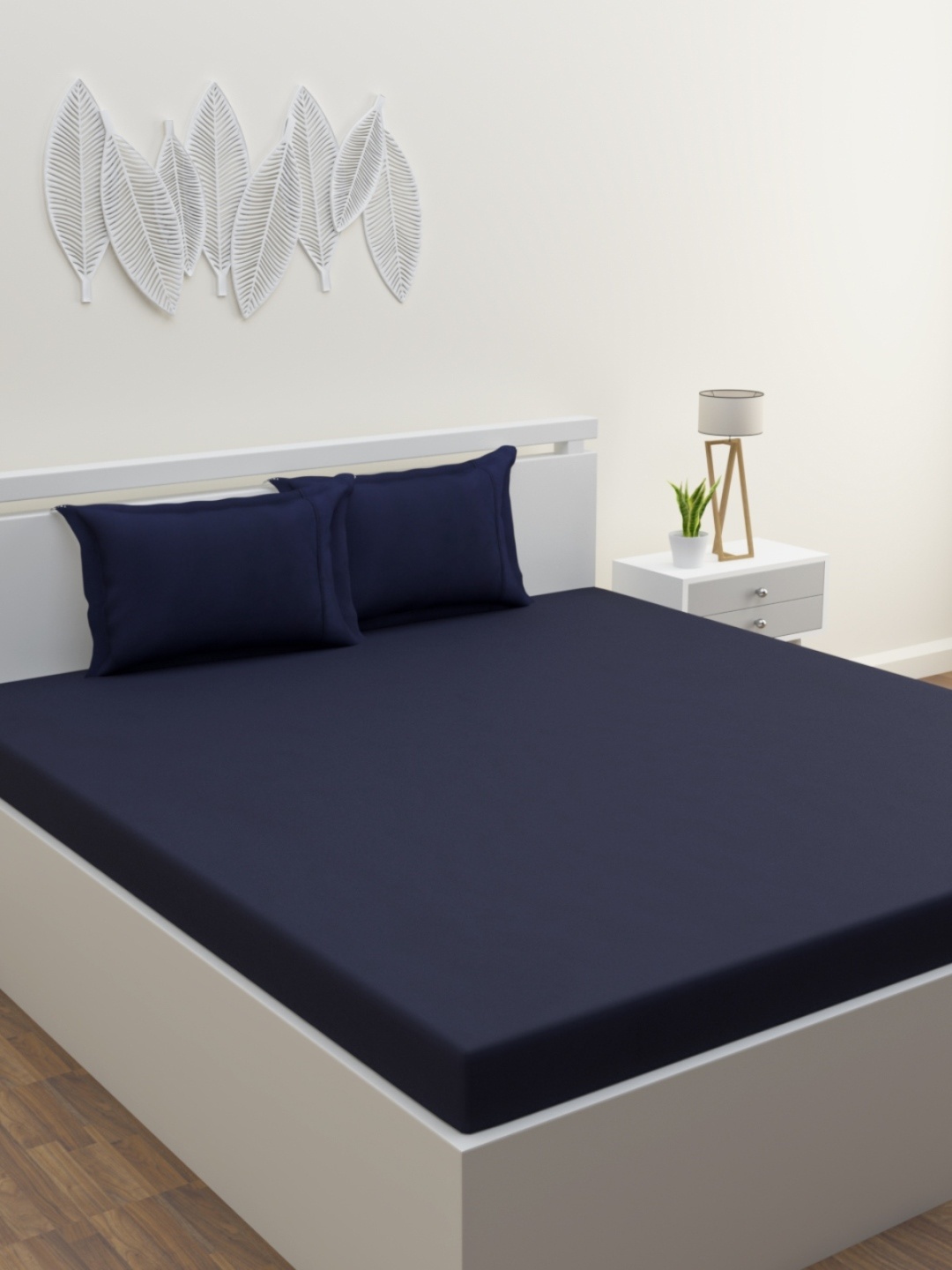 

ROMEE Blue 400 TC Queen Bedsheet with 2 Pillow Covers