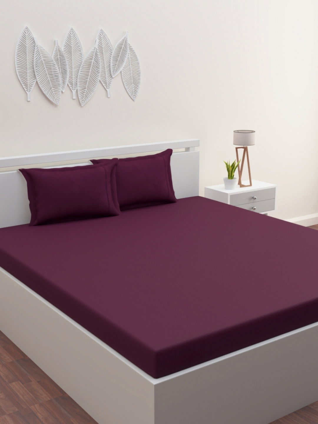 

ROMEE Burgundy 400 TC King Cotton Bedsheet with 2 Pillow Covers