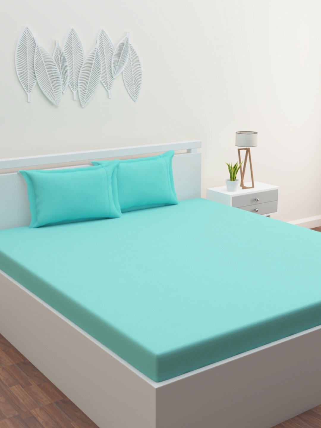 

ROMEE Blue 400 TC King Bedsheet with 2 Pillow Covers