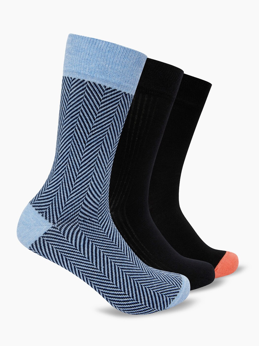 

Smarty Pants Unisex Pack Of 3 Blue & Black Solid Cotton Calf-Length Socks