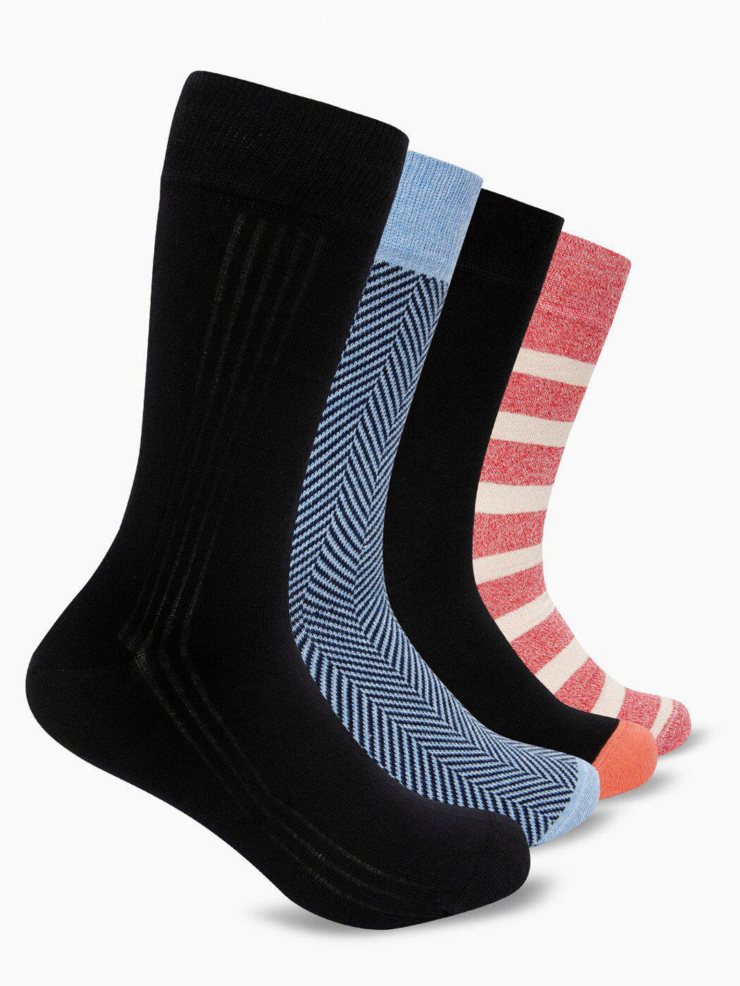 

Smarty Pants Unisex Pack of 4 Printed Calf Length Socks, Black