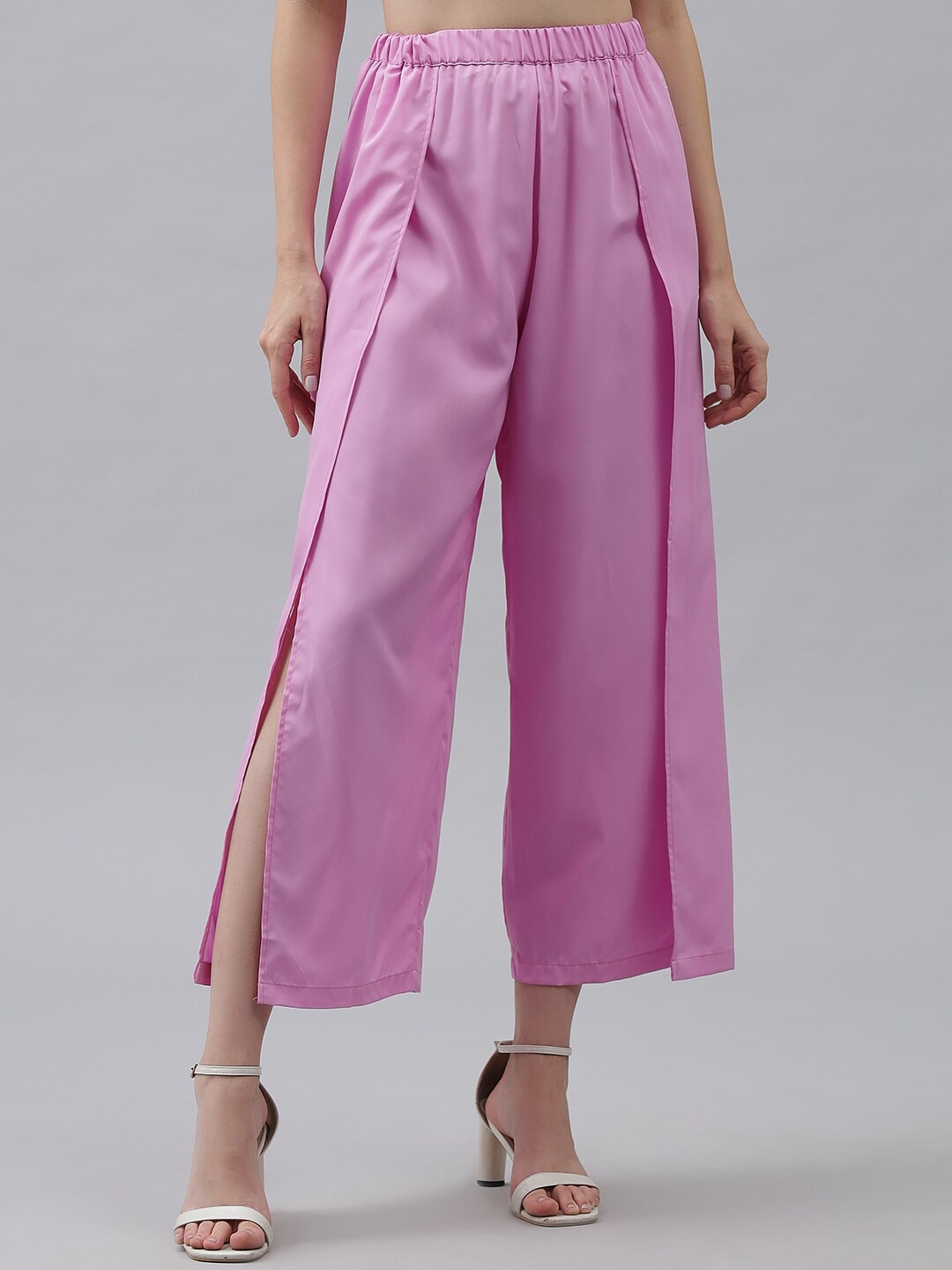 

emeros Women Lavender Comfort High-Rise Wrinkle Free Pleated Trousers