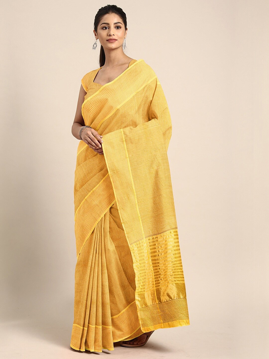 

SHAVYA Yellow Woven Design Saree