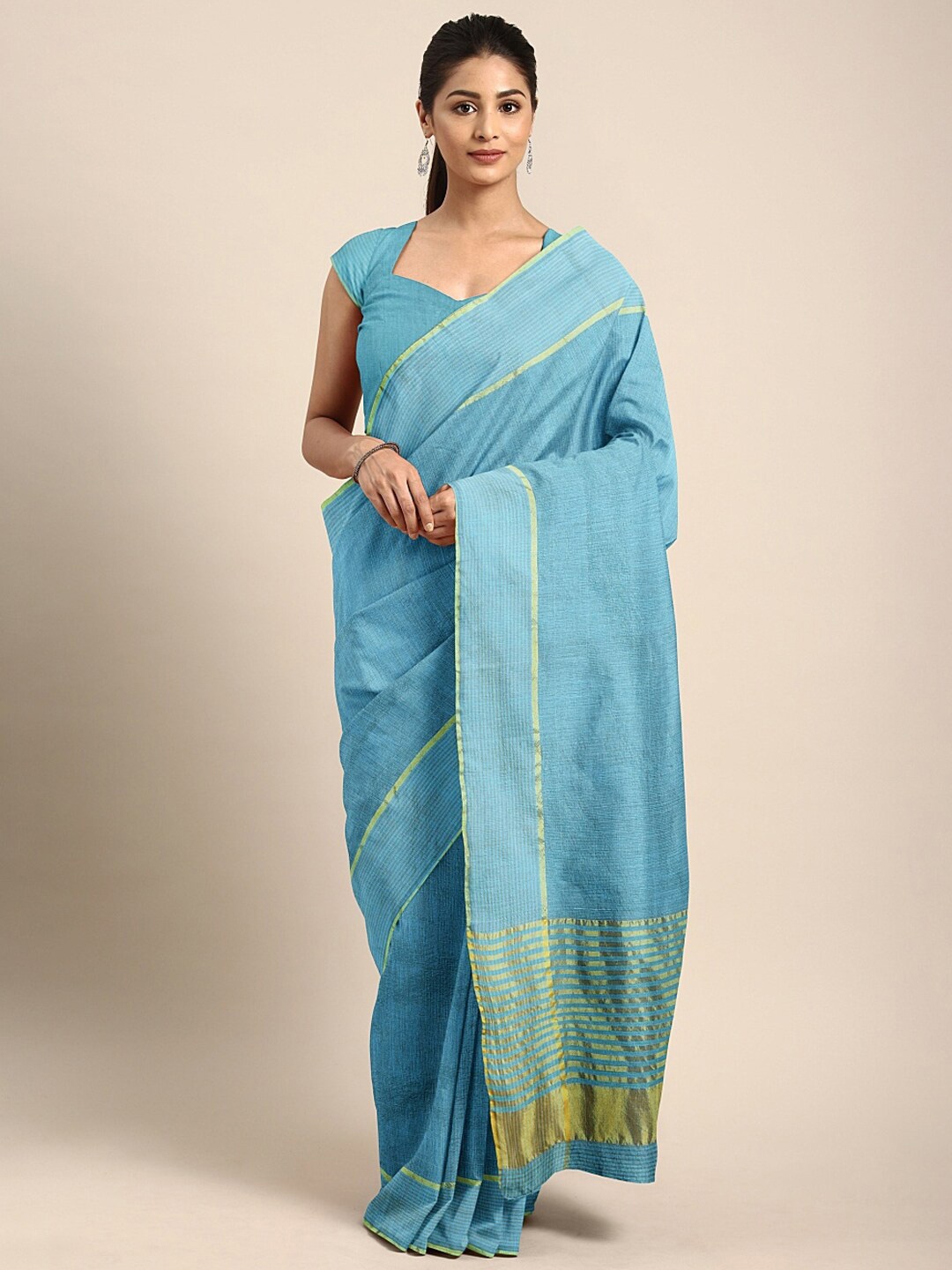

SHAVYA Turquoise Blue & Green Woven Design Saree
