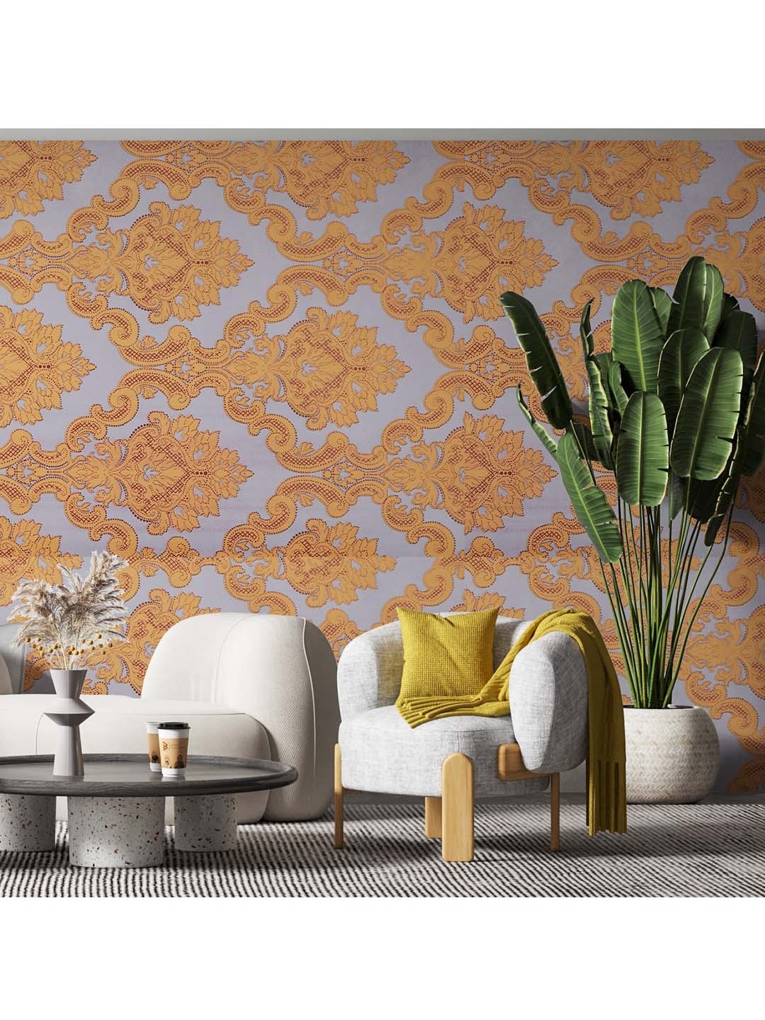 

Ispace Mustard & Purple Printed Self Adhesive & Waterproof Wall Stickers