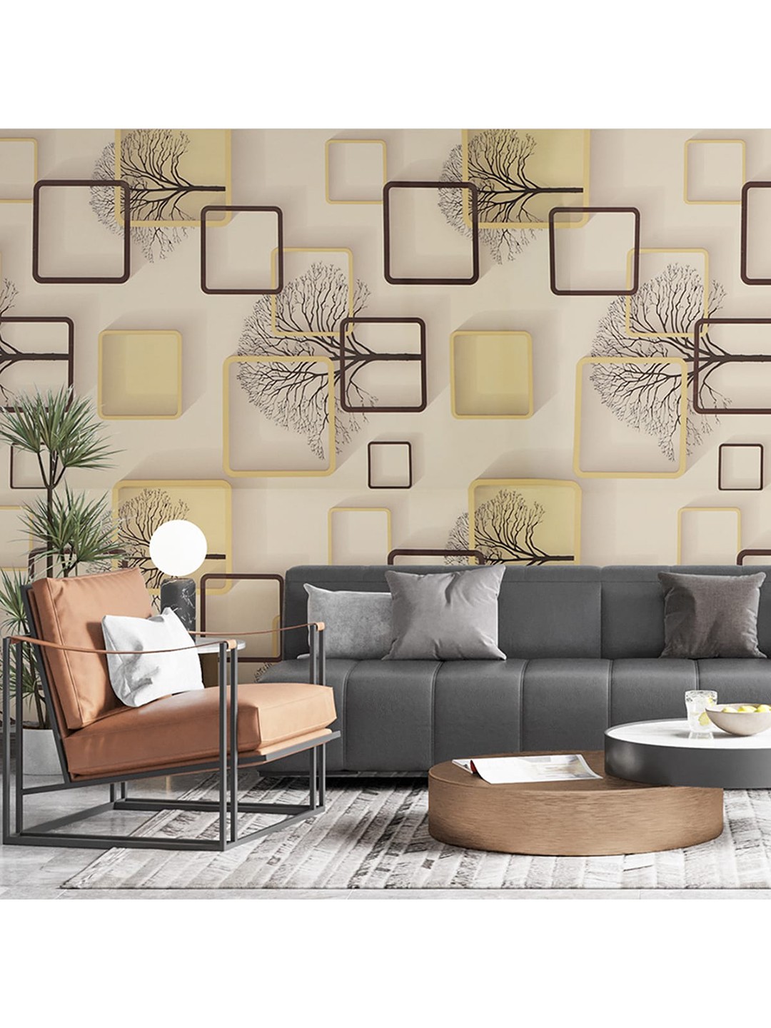 

Ispace Beige Printed Self Adhesive and Waterproof Wall Stickers, Multi