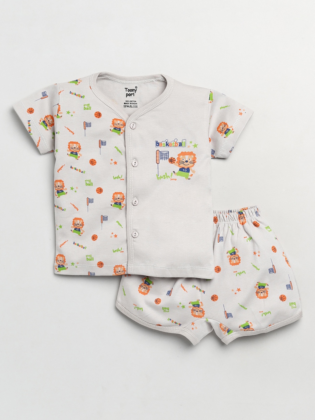 

Toonyport Unisex Kids Grey Printed T-shirt with Shorts