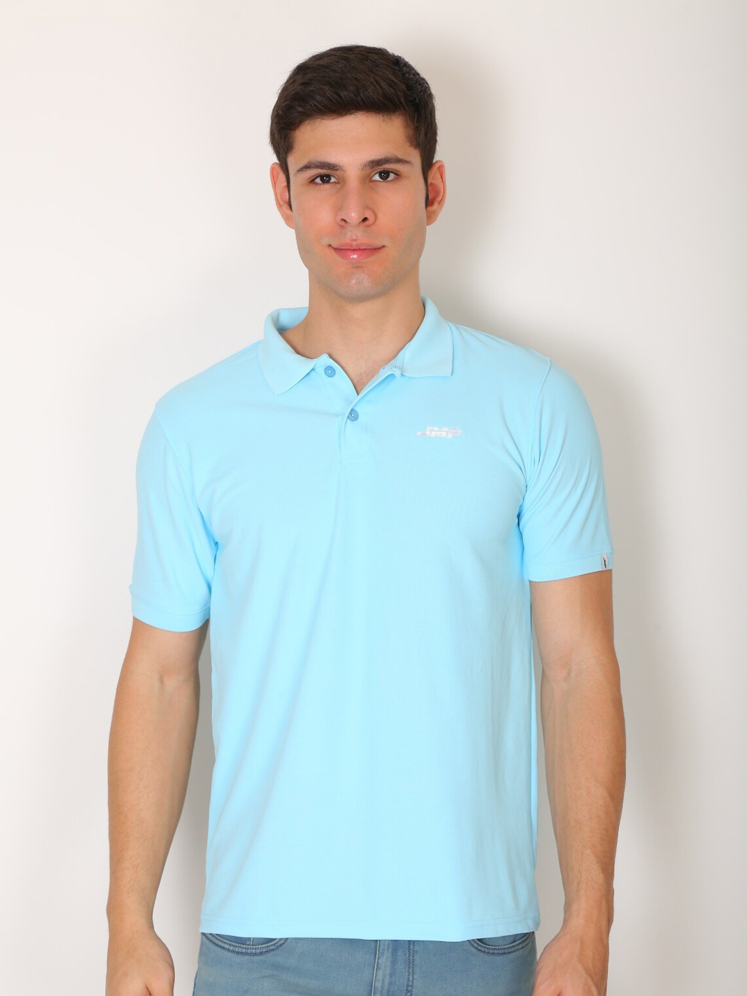 

JMP Men Blue Polo Collar Slim Fit T-shirt