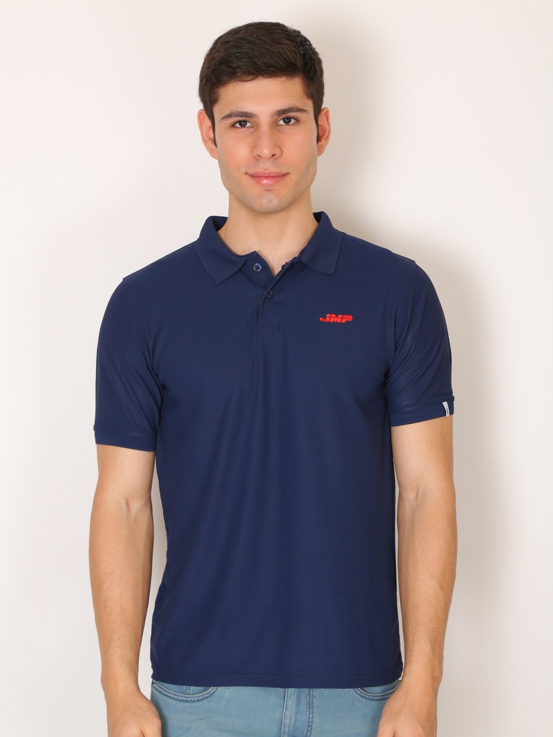 

JMP Men Navy Blue Polo Collar Slim Fit T-shirt