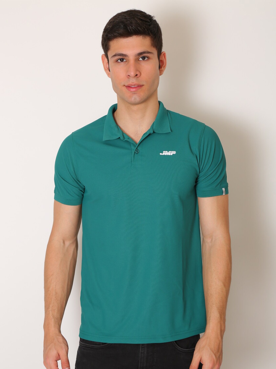

JMP Men Green Solid Polo Collar Slim Fit T-shirt