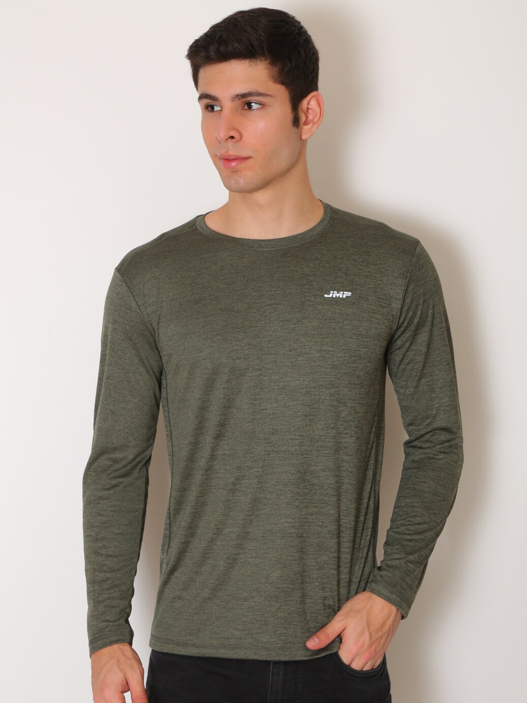 

JMP Men Olive Green Slim Fit Casual T-shirt