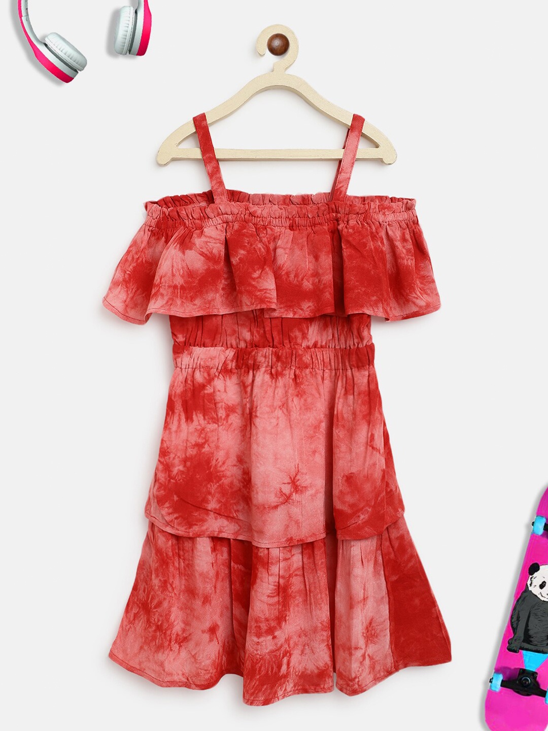 

Lil Tomatoes Red Tie and Dye Layered Dress