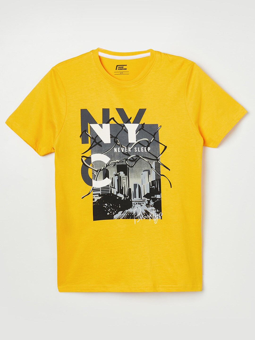 

Fame Forever by Lifestyle Boys Yellow & freesia Printed T-shirt
