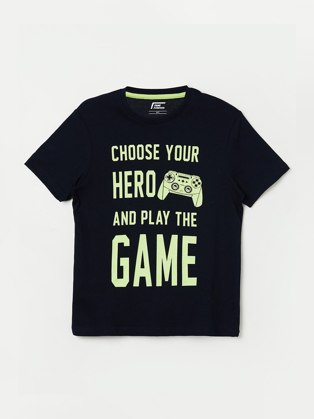 

Fame Forever by Lifestyle Boys Navy Blue Typography Printed T-shirt