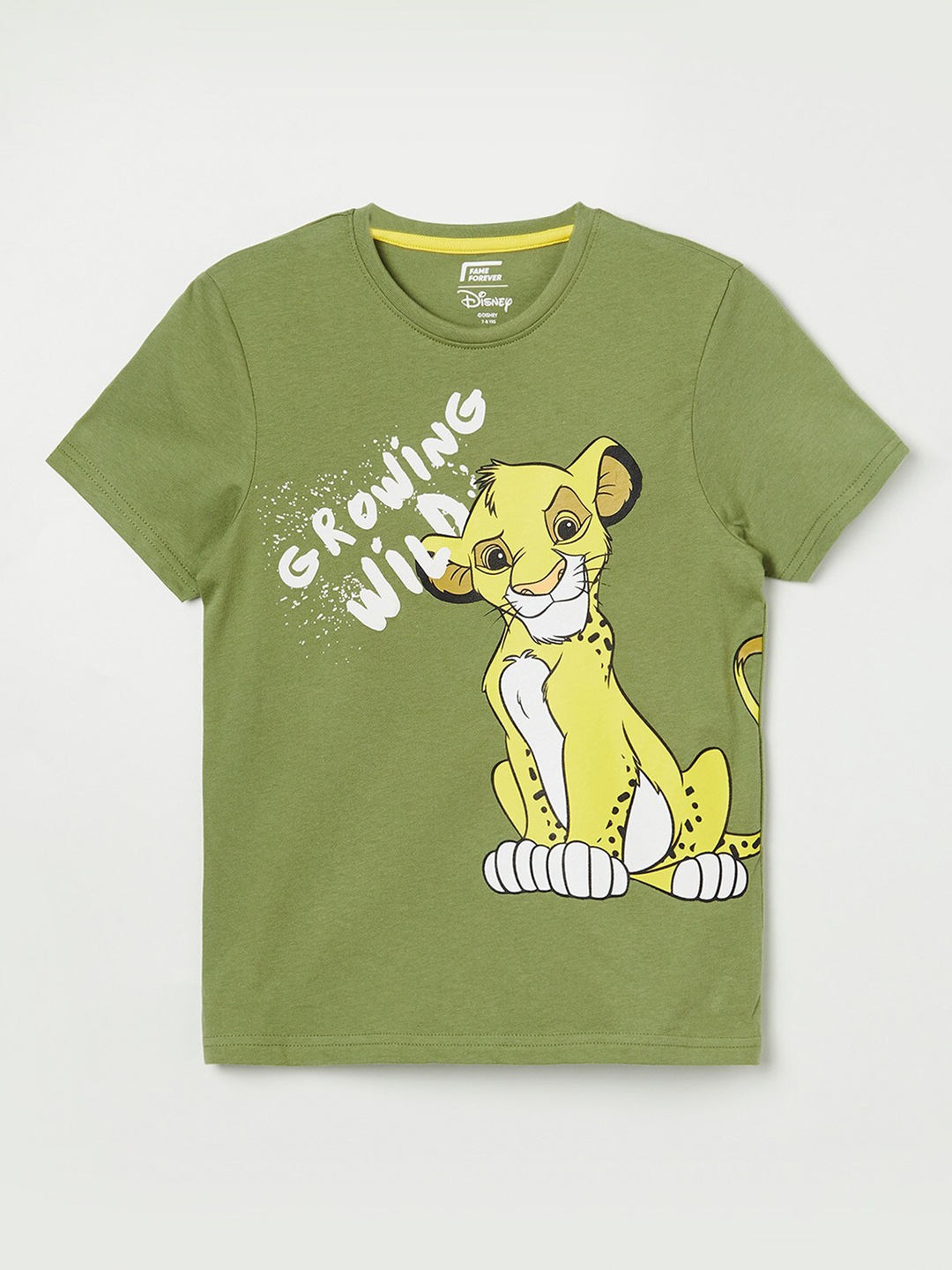 

Fame Forever by Lifestyle Boys Typography & Lion King Printed T-shirt, Olive