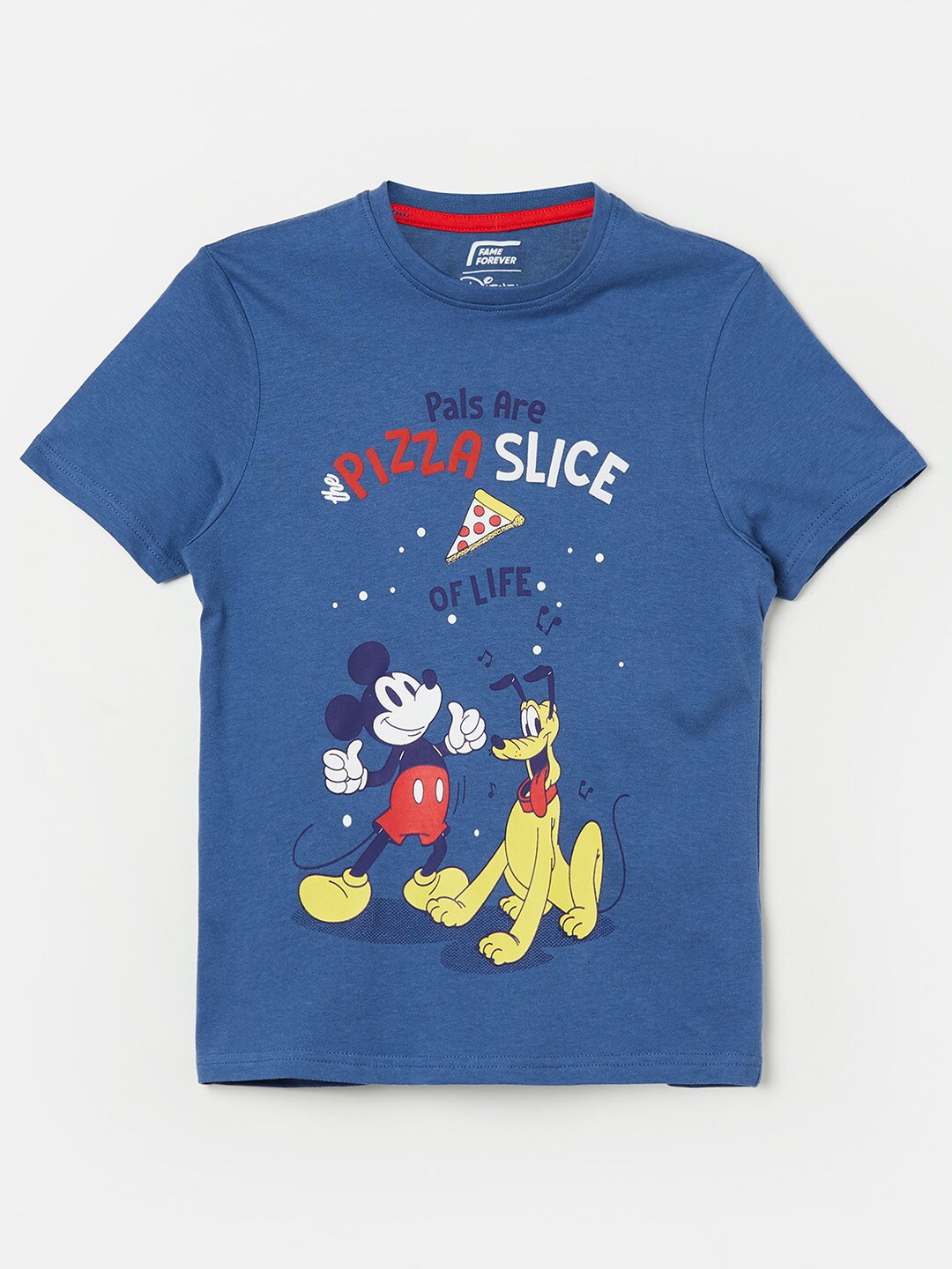 

Fame Forever by Lifestyle Boys Mickey & Pluto Printed Cotton T-shirt, Blue