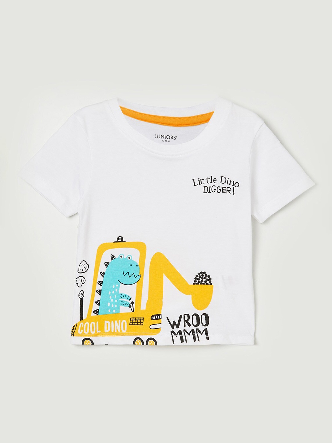 

Juniors by Lifestyle Boys Cream-Coloured Printed T-shirt