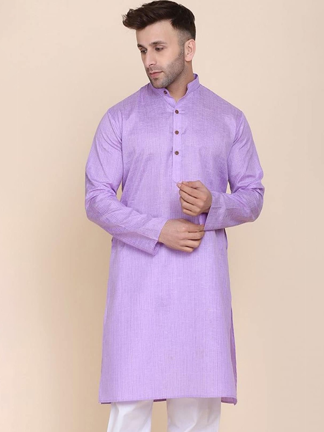 

TAHVO Men Purple Thread Work Kurta