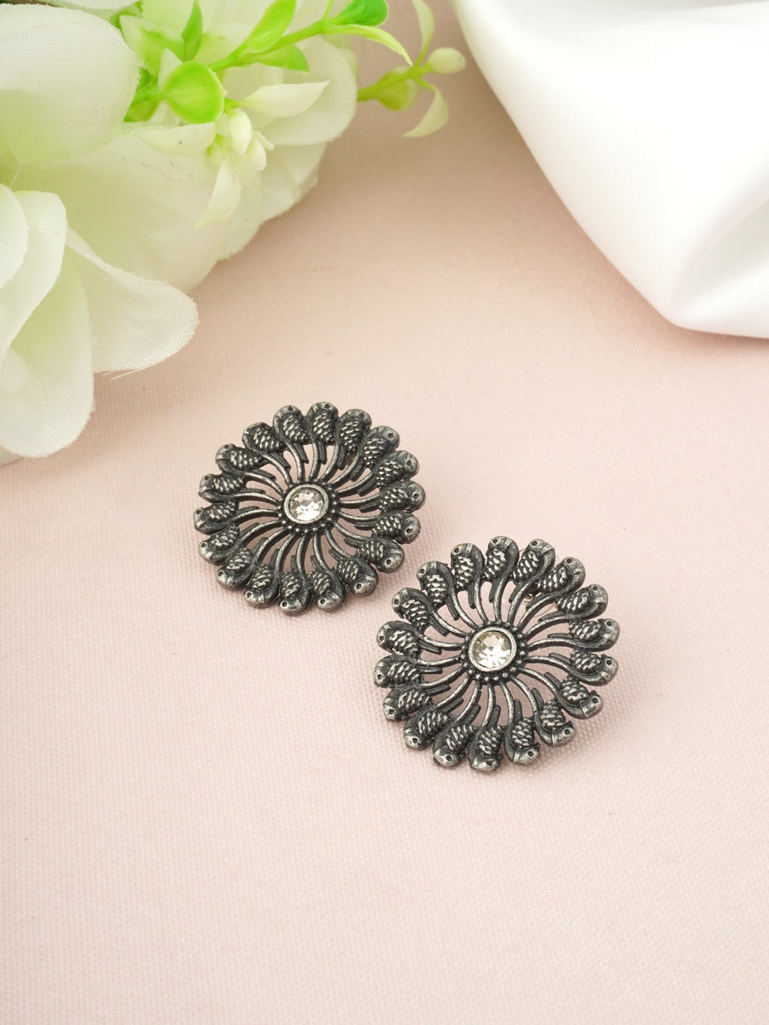 

Urmika Silver-Toned Classic Studs Earrings