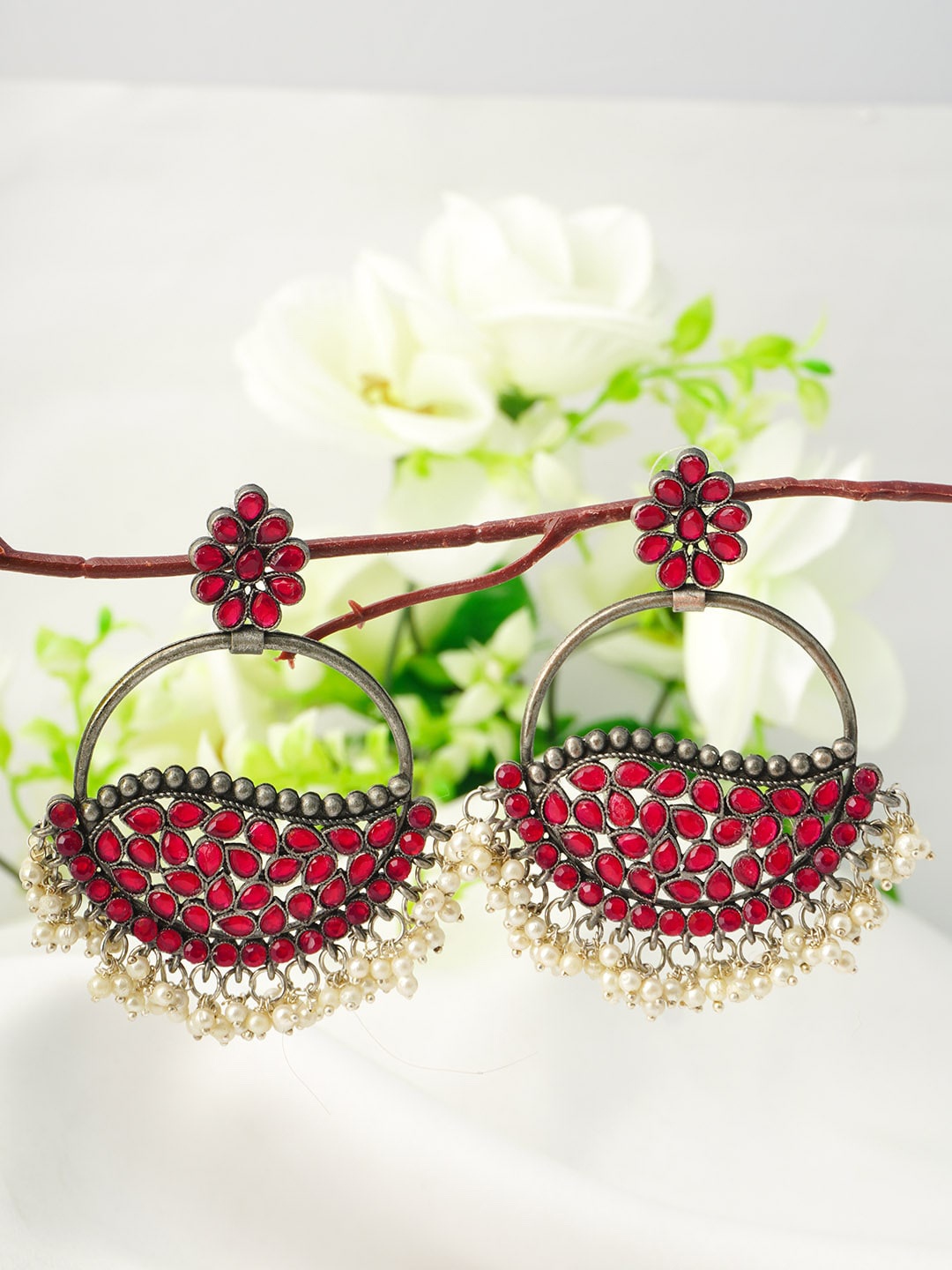 

Urmika Silver-Toned Classic Chandbalis Earrings