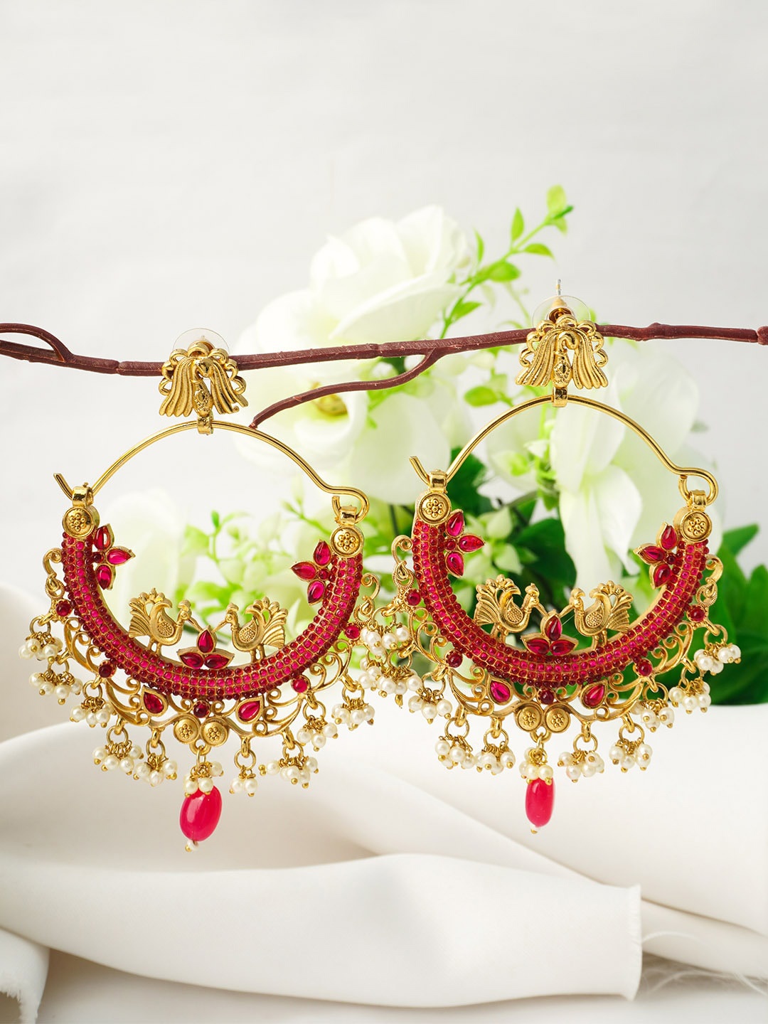 

Urmika Silver-Toned Classic Chandbalis Earrings