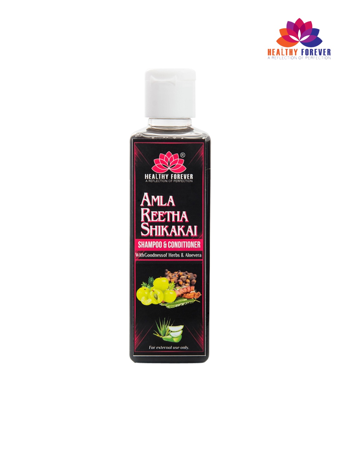 

HEALTHY FOREVER Amla Reetha Shikakkai Shampoo & Conditioner with Aloe Vera - 200ml, Black