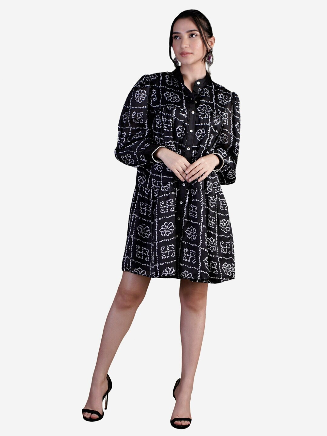 

Alaya By Stage3 Black Satin Shirt Dress