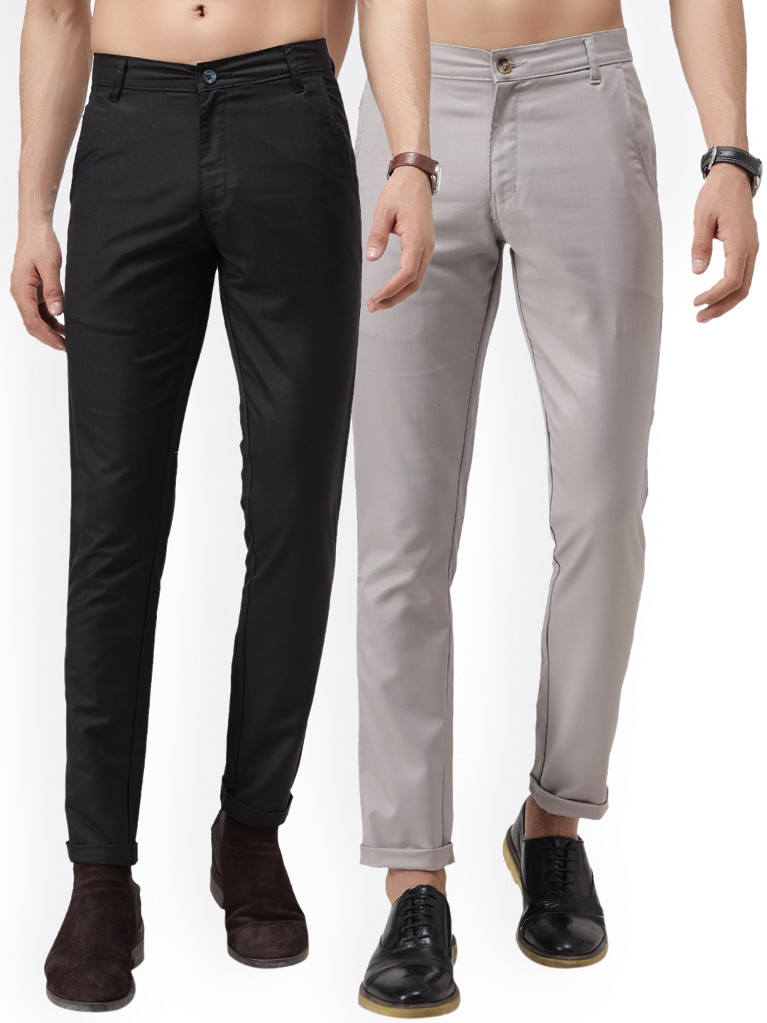 

Vandnam Fabrics Men Black Smart Slim Fit Chinos Trousers