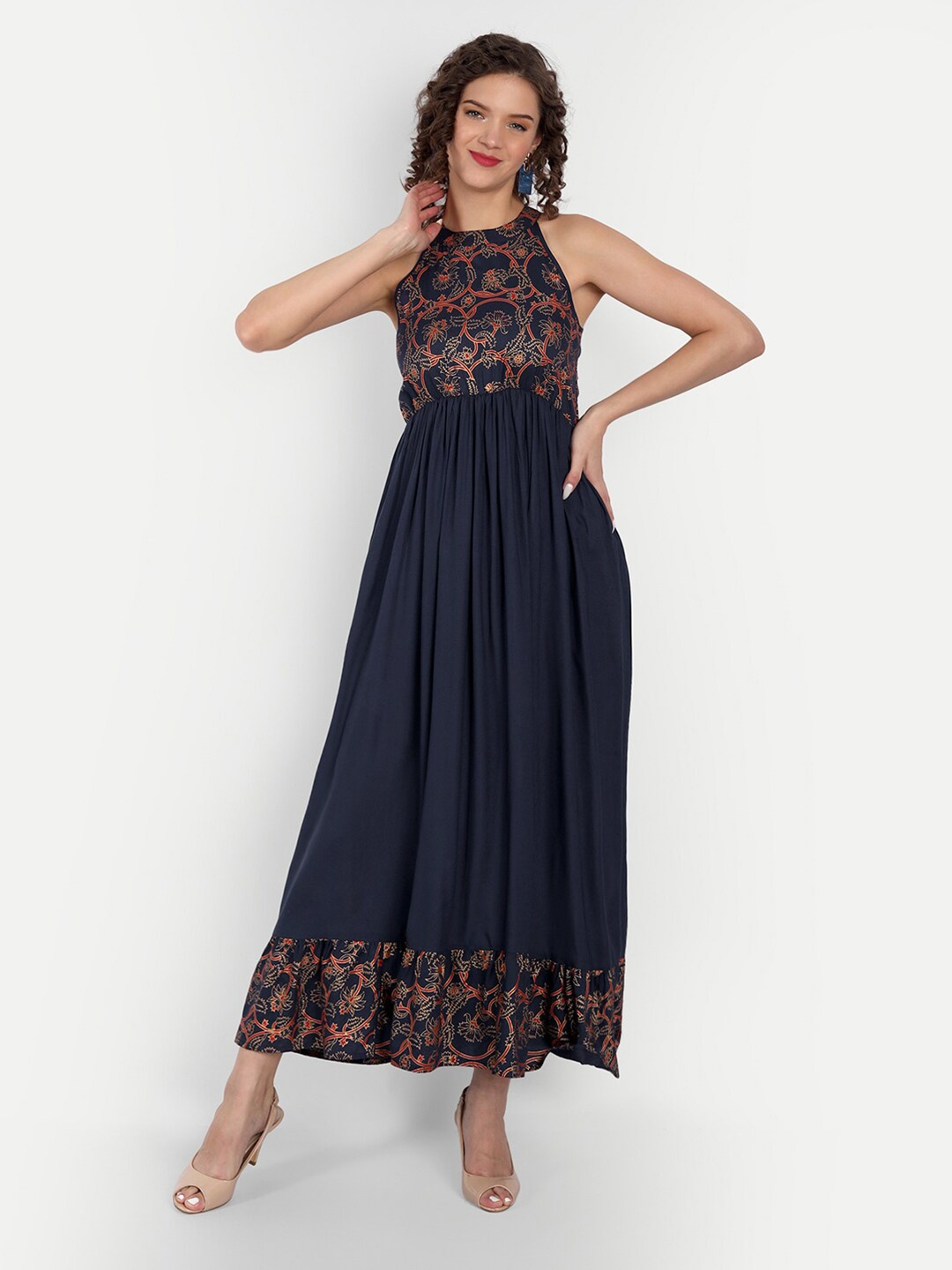 

PURSHOTTAM WALA Blue Floral Maxi Dress