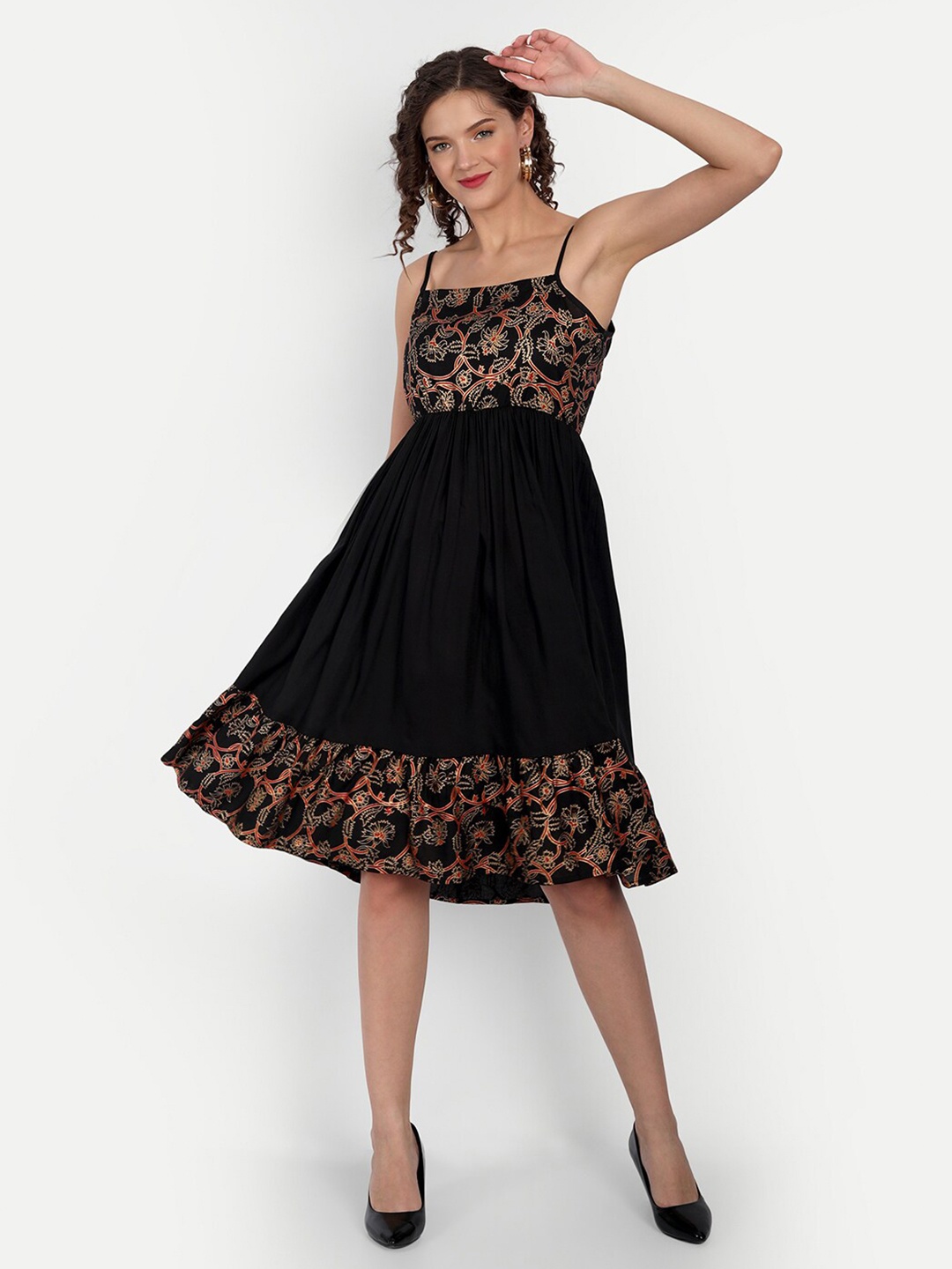 

DAEVISH Black Ethnic Motifs Dress