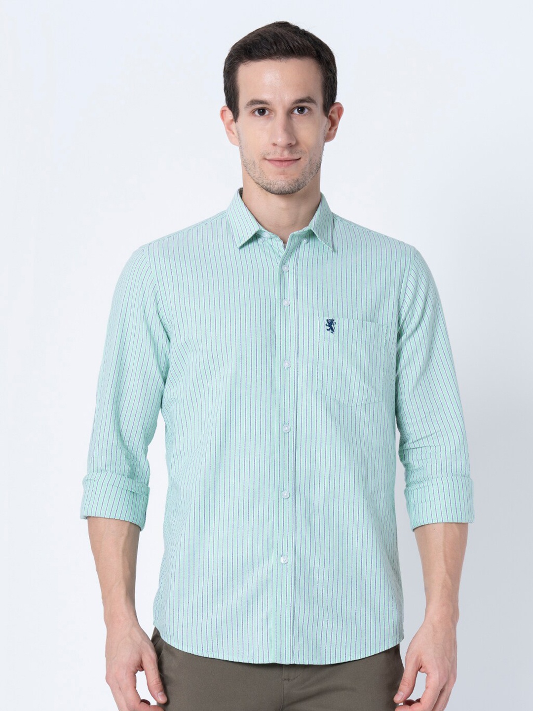 

Red Tape Men Green Striped Casual Shirt