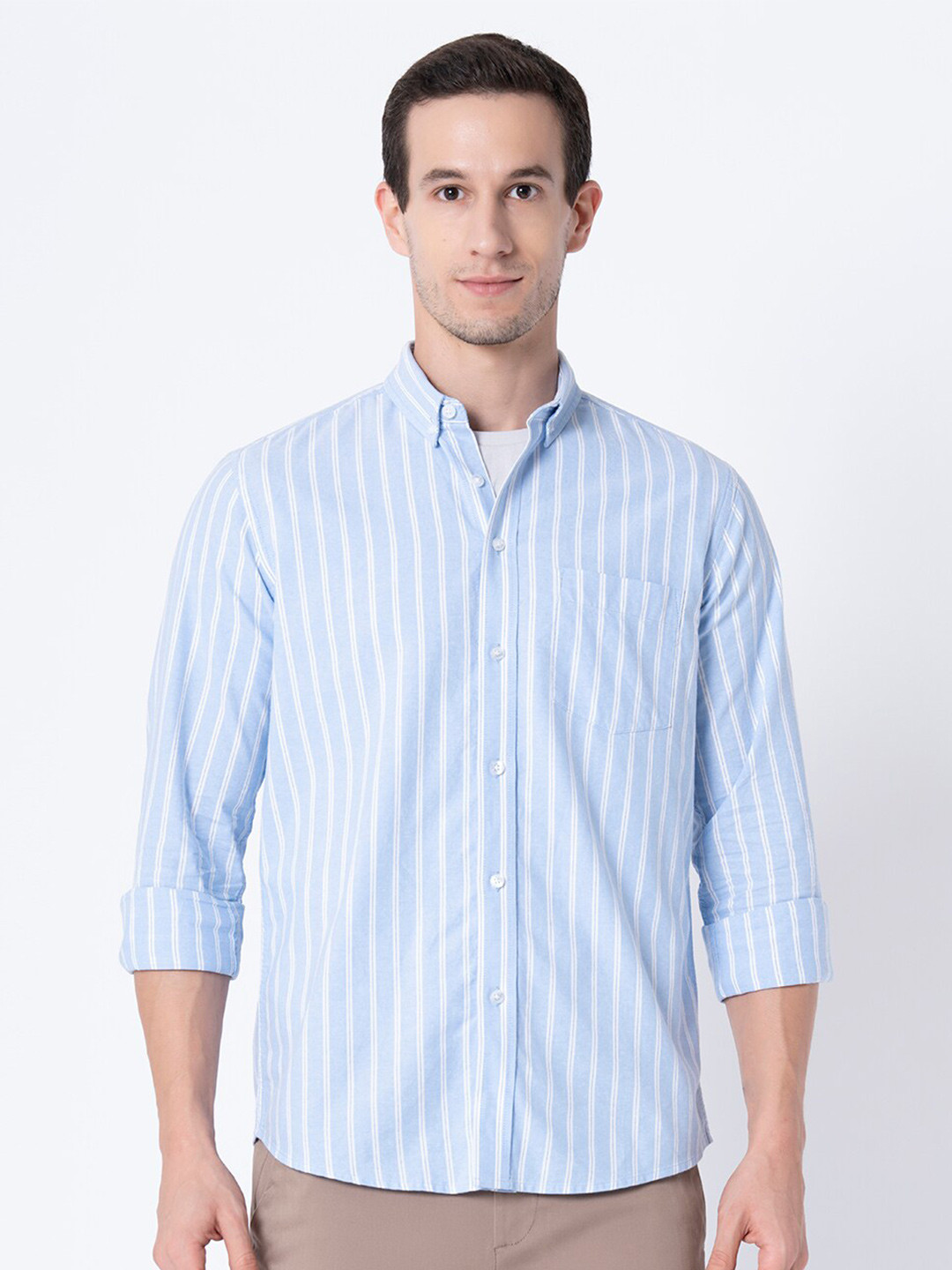 

Red Tape Men Blue Striped Casual Shirt