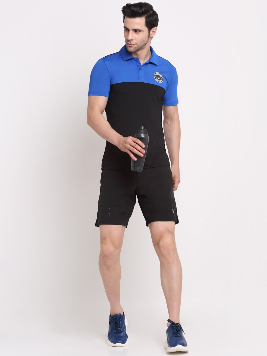 

Invincible Men Colorblocked Polo Tee, Black