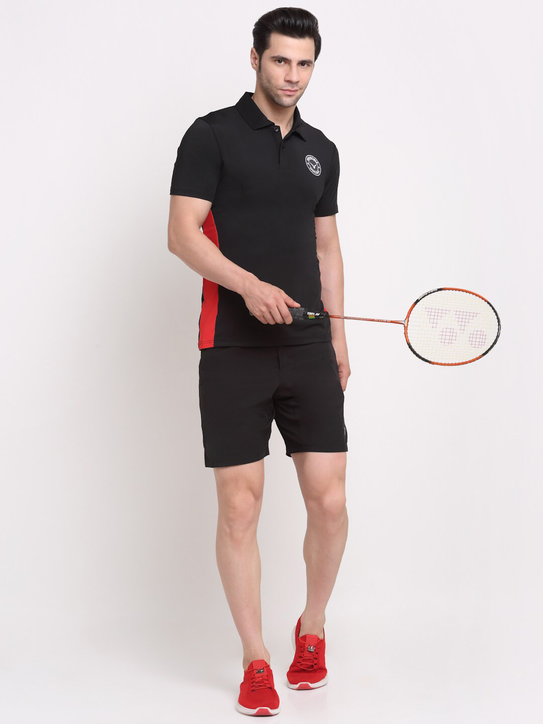 

Invincible Men Colorblocked Polo Tee, Black