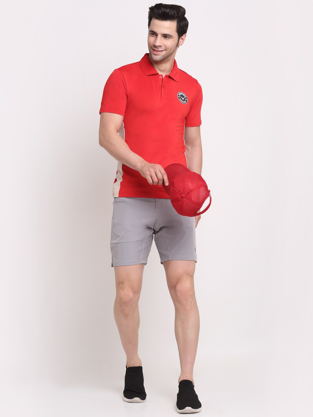 

Invincible Men Colorblocked Polo Tee, Red