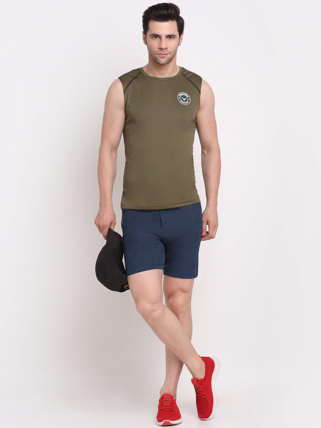 

Invincible Men Detailed Sleeveless Tee, Olive