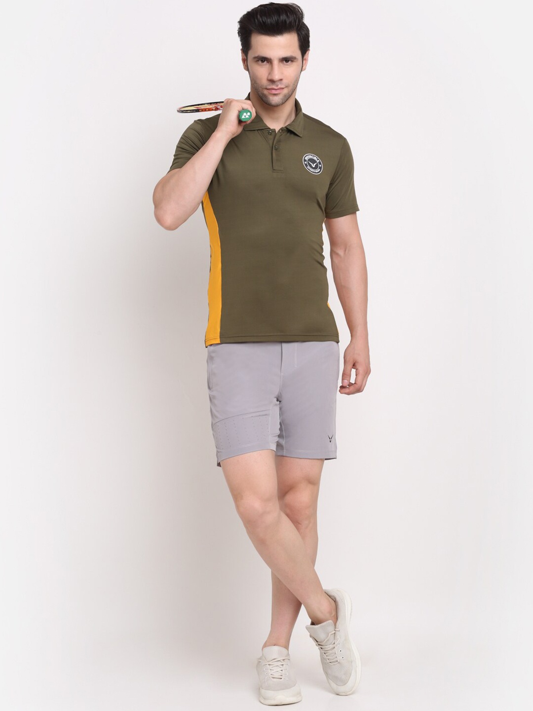 

Invincible Men Colorblocked Polo Tee, Olive