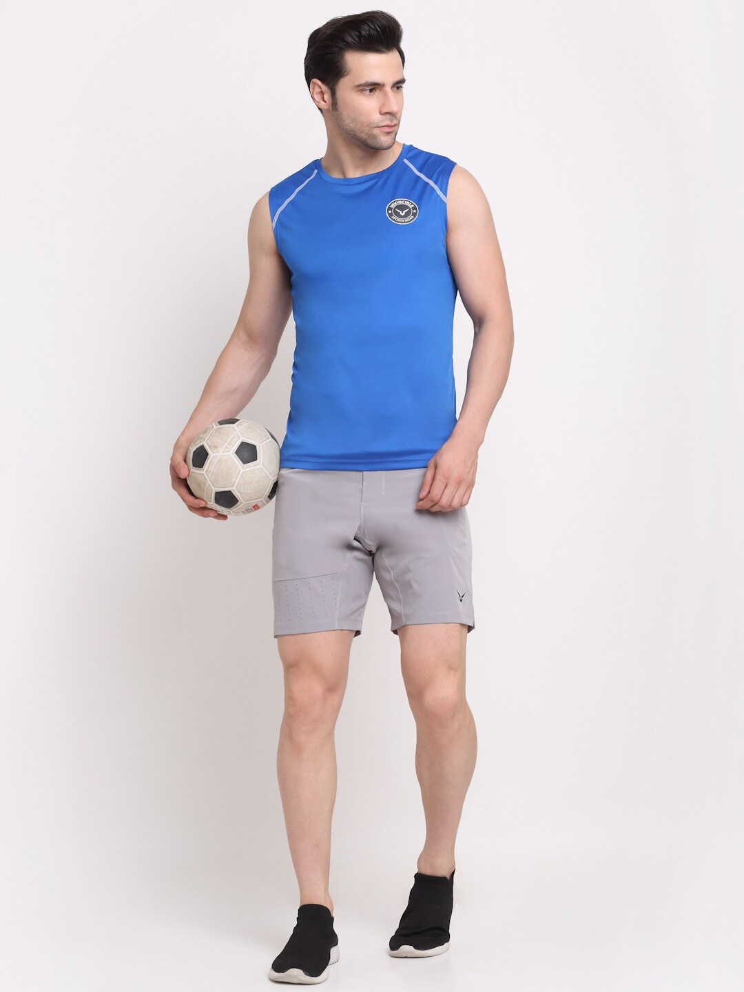 

Invincible Men Detailed Sleeveless Tee, Blue