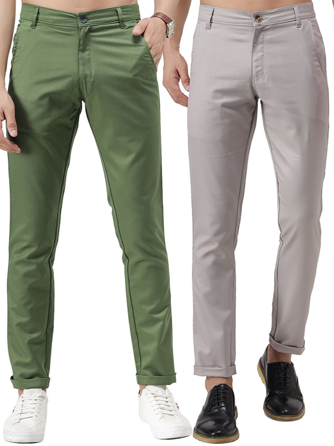 

Vandnam Fabrics Men Grey Smart Slim Fit Chinos Trousers