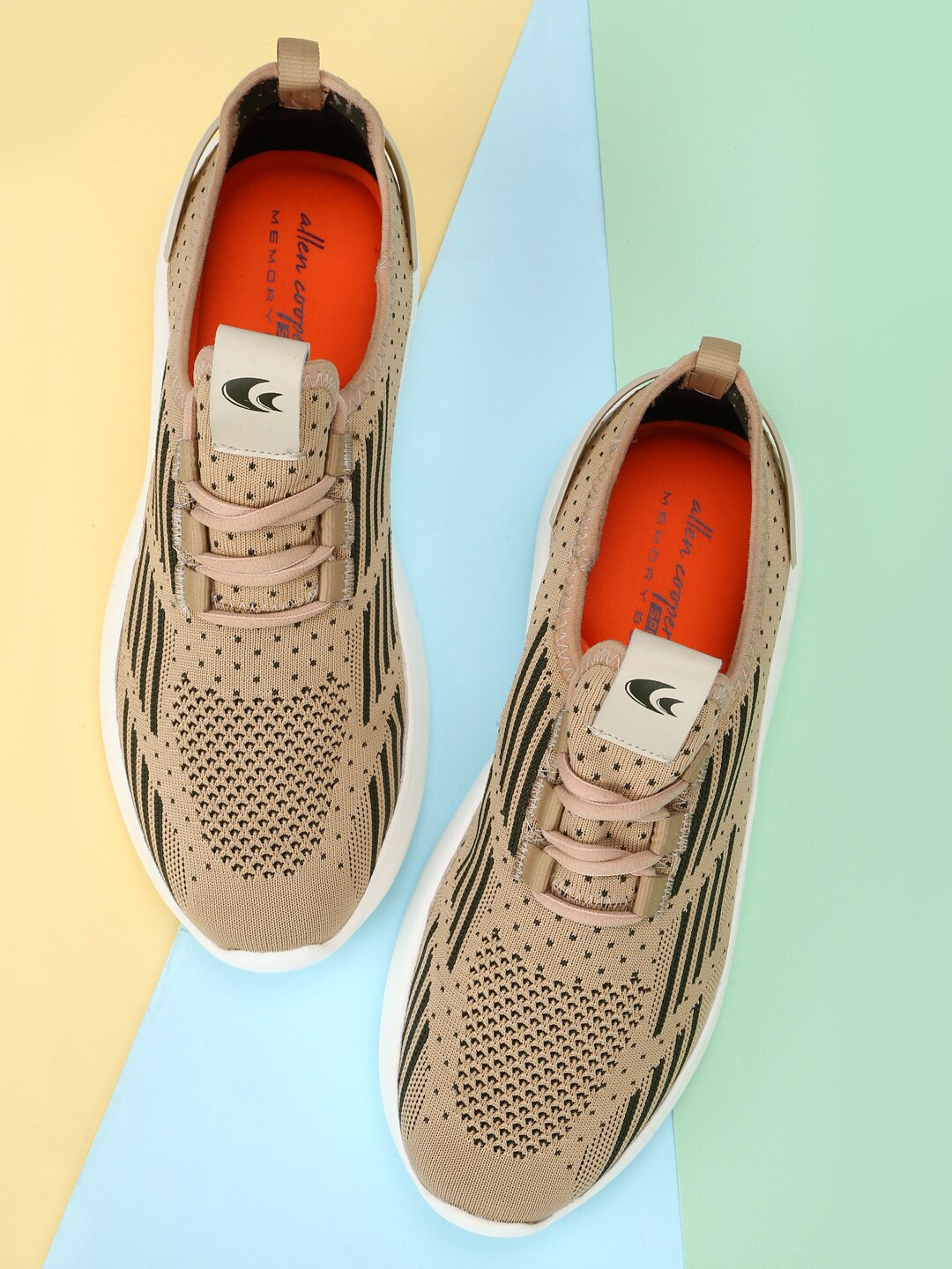 

Allen Cooper Men Beige Mesh Running Non-Marking Shoes