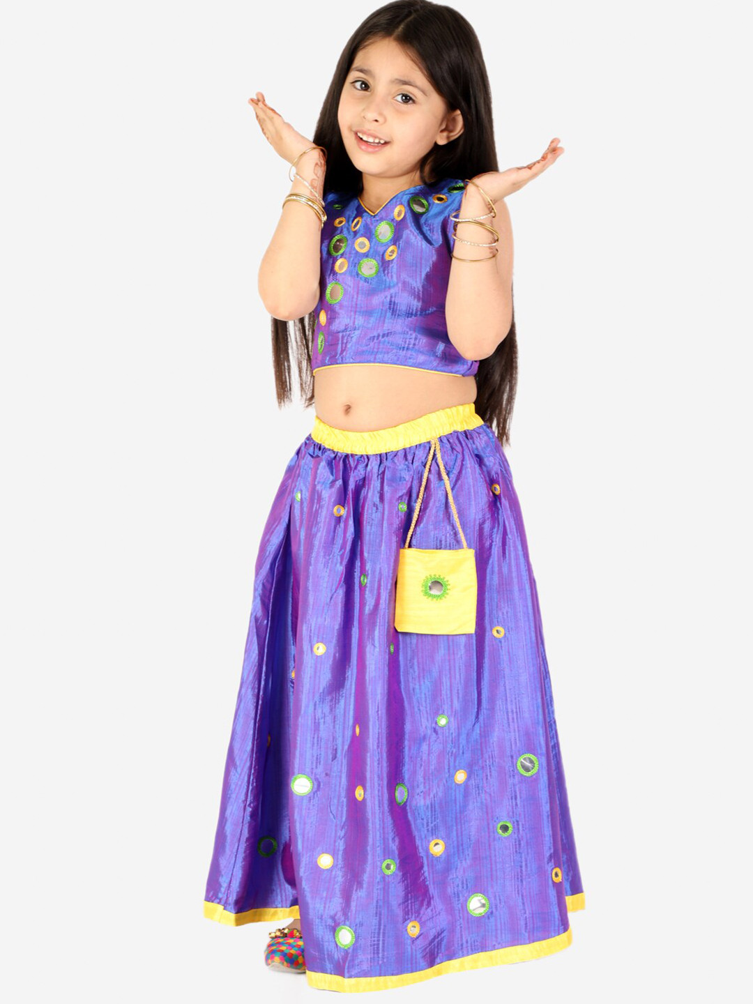 

KID1 Girls Blue Embellished Ready to Wear Lehenga &