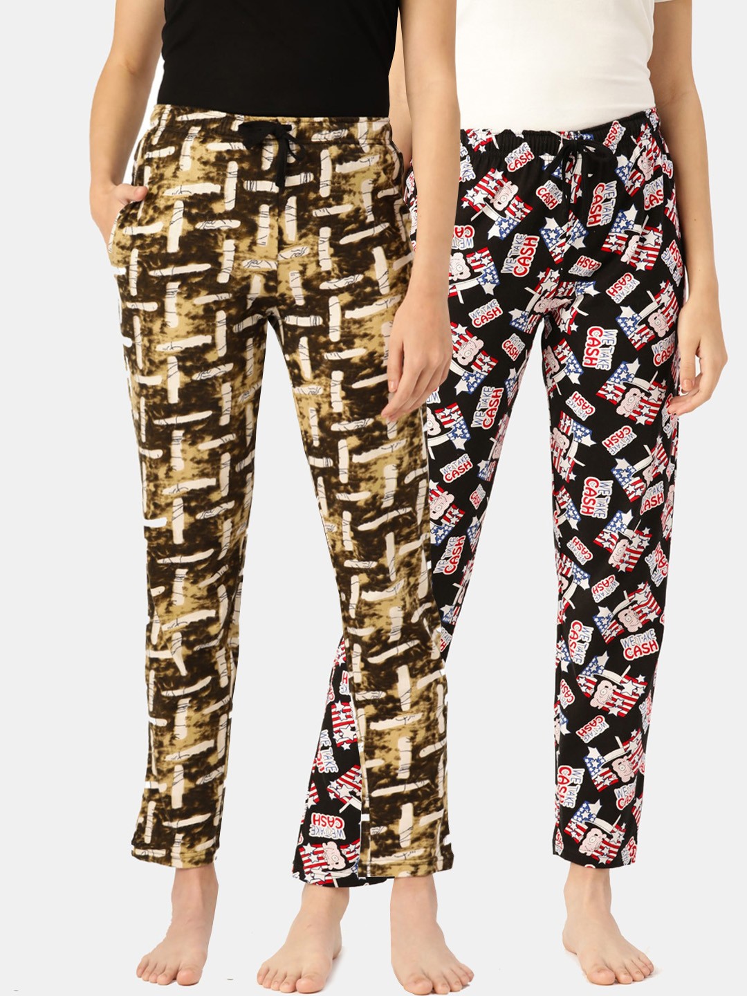 

Leading Lady Women Pack Of 2 Printed Pure Cotton Lounge Pants, Red