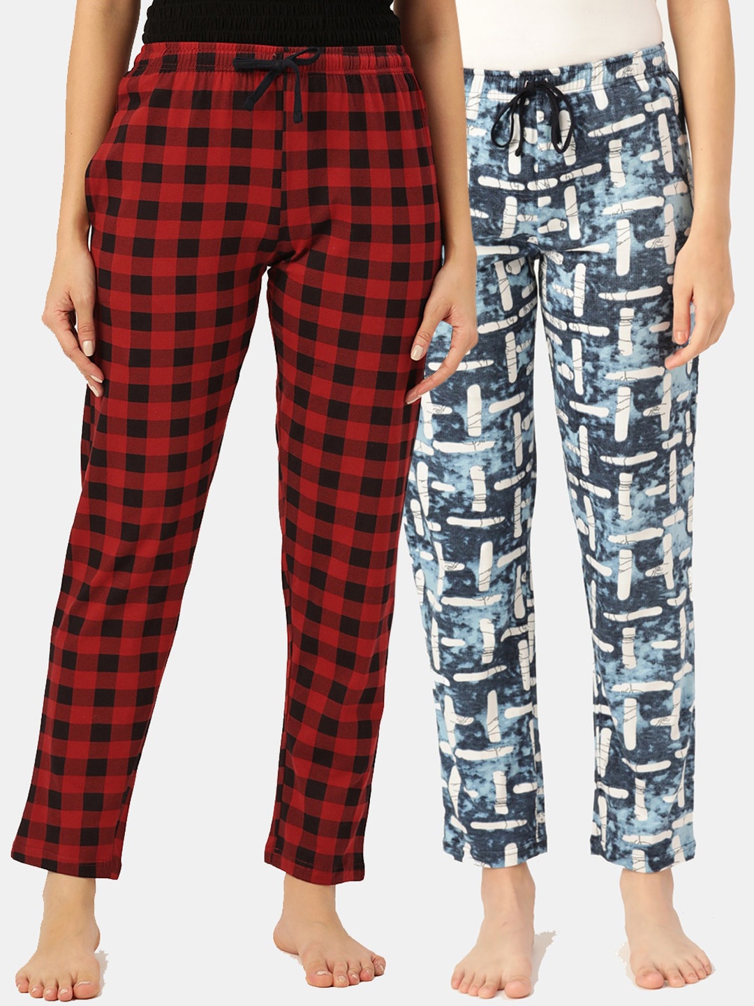 

Leading Lady Women Pack of 2 Printed Pure Cotton Lounge Pants, Blue