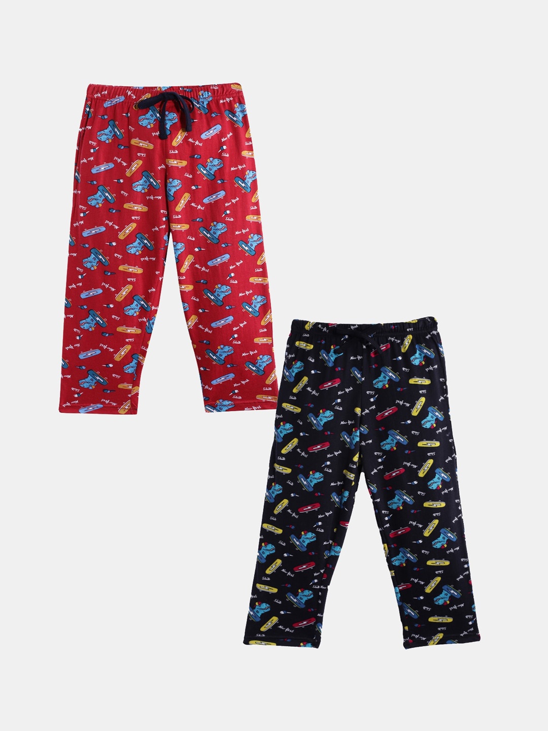 

Leading Lady Girls Pack Of 2 Printed Pure Cotton Lounge Pants, Red